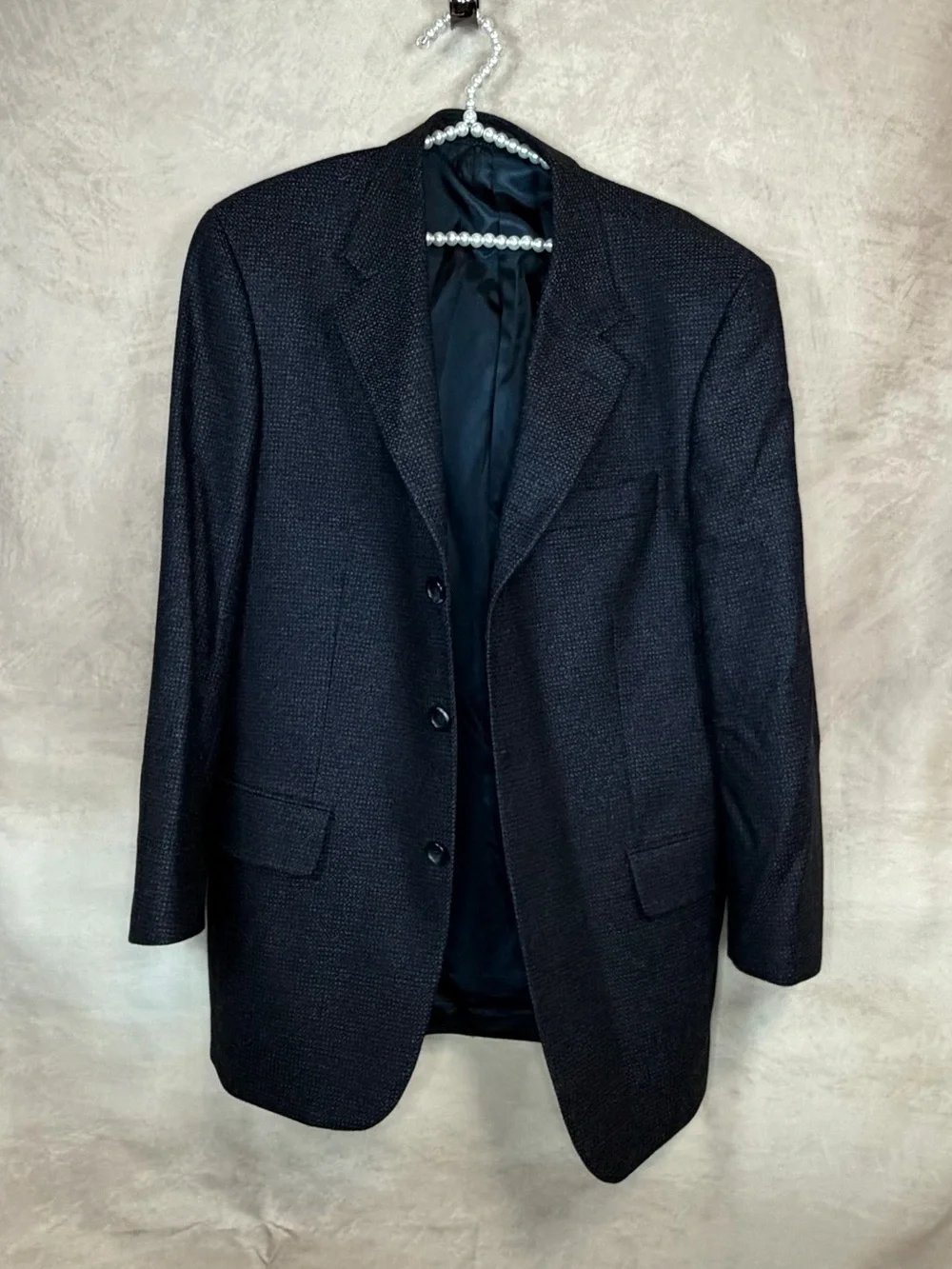 Men's Black Textured Sport Coat Blazer - Classic Three-Button